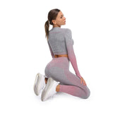 Seamless Ombre Long Sleeve Yoga Set
