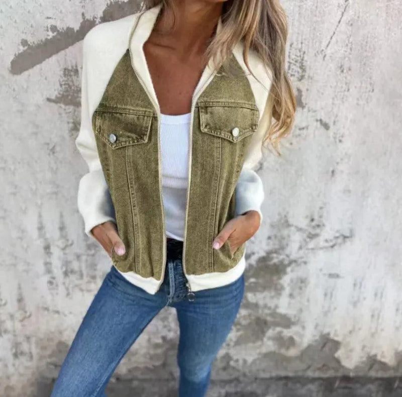 Casual Hooded Denim Patchwork Jacket