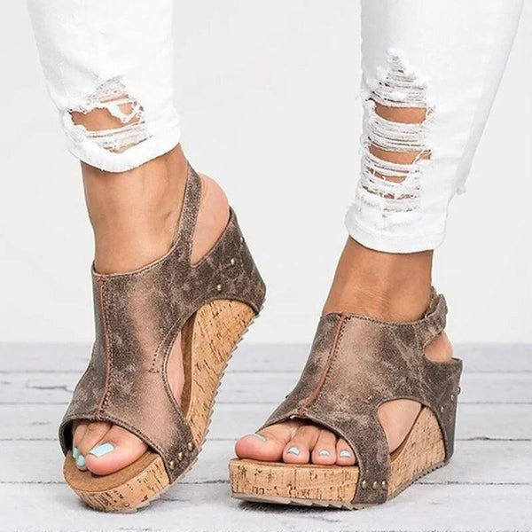 Peep Toe Platform Wedge Sandals - The Next Door Neighbor 