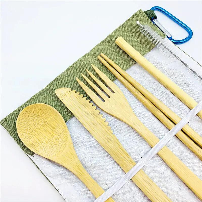 Bamboo Travel Utensils Set - The Next Door Neighbor 