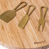 Bamboo Cheese Board and Knife Set with Magnetic Cutlery Storage