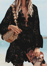 Lace Bathing Suit Cover-Up Boho Beach Maxi Dress