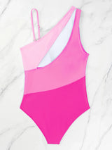 Pink One Shoulder One Piece Swimwear