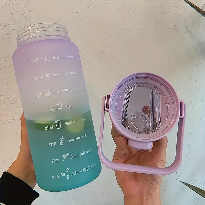 2 Liter Water Bottle with Straw - Cold Water with Time Scale