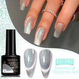 3 IN 1 Platinum Rose Gold Magnetic Gel Nail Polish - Moonlight Magnetic Gel Varnish with Glitter