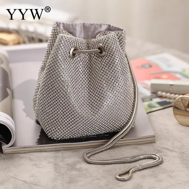 INS Mini Rhinestone Drawstring Tote Bag