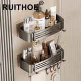 Punch-Free Bathroom or Shower Shelf - Aluminum Hanging Rack