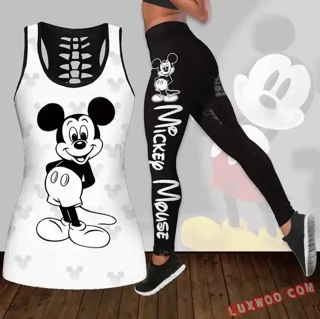 Mickey Mouse Hollow Vest and Leggings Yoga Suit