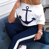 Women’s Fashion Pant Set – Boat Anchor Print