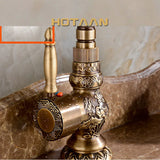 Luxury Antique Bronze Copper Carving Deck Mounted Faucet