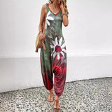 Fashion Printed Sleeveless V-neck jumpsuit