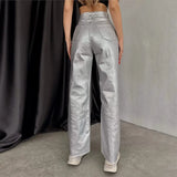 Metallic Color Women's Straight Leg Pants