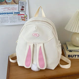 Durable Canvas Backpack with Cute Rabbit Ear Design