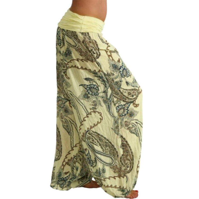 Boho Paisley Print Ankle-Tied Baggy Loose Pants