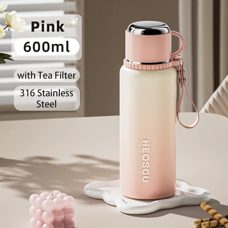 Stainless Steel Thermal Bottle with Tea Filter - Temperature Display