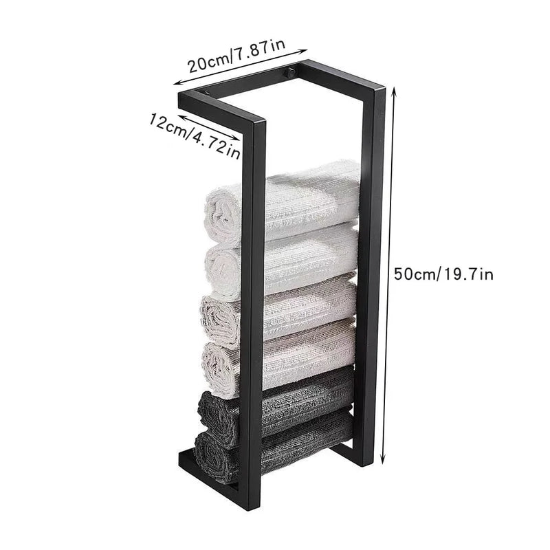 Black Towel Rack Holder - Stainless Steel