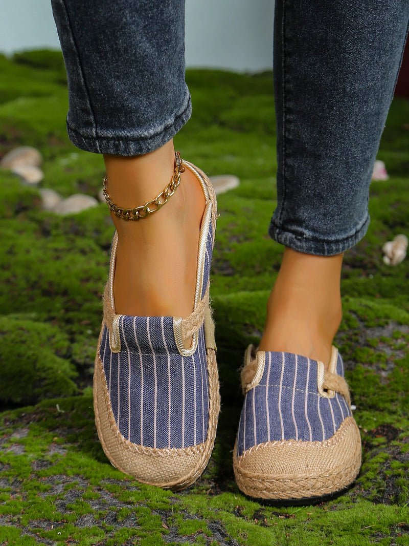 Casual Linen Round Toe Slip-on Walking Shoes