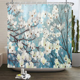 Chinese Style Flower and Birds Tree Shower Curtain