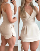 Sleeveless Ruched Pocket Romper