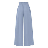 Casual Bandage Wide Leg Skirt Pants – Women's Elastic Waist Solid Color Culottes with Pockets