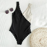 One Piece Bathing Suit - Patchwork Backless Bodysuit