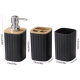 Bathroom Set Soap Dispenser, Toothbrush Cup, and Bamboo Tray Set