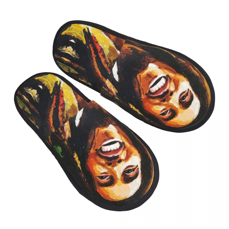 Jamaica Reggae Rock Bob Marley Soft Comfort Memory Foam Slippers