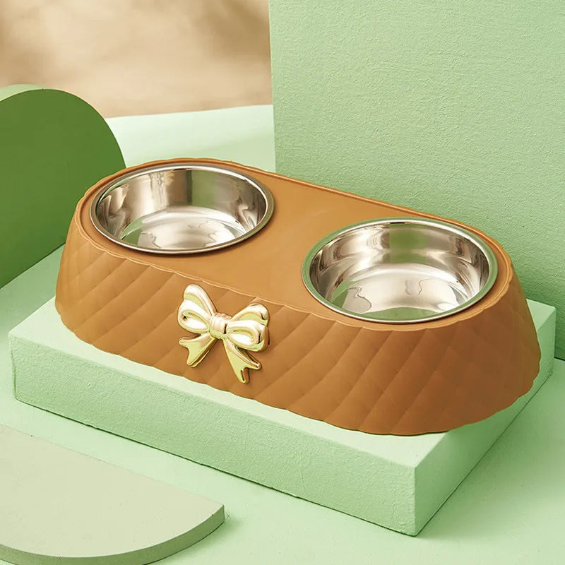 Double Stainless Steel Feeding Bowl