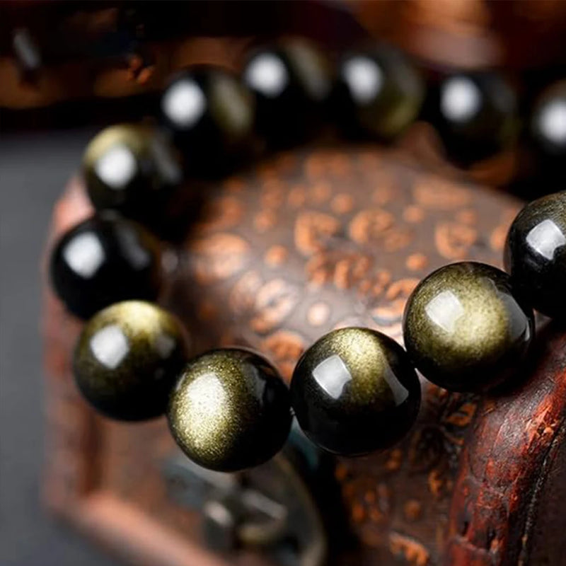 Natural Golden Obsidian Stretch Gemstone Bracelet