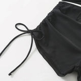 Black Drawstring Swimwear Bikini Set