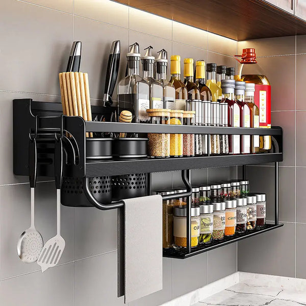 Kitchen Organizer Shelf Wall-Mounted Spice Storage Rack