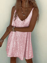 Loose Sequin V-Neck Camisole Dress