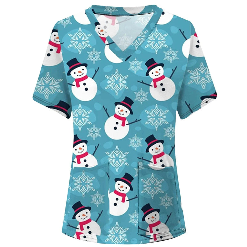 Holiday Scrubs Nurse Uniform Tops