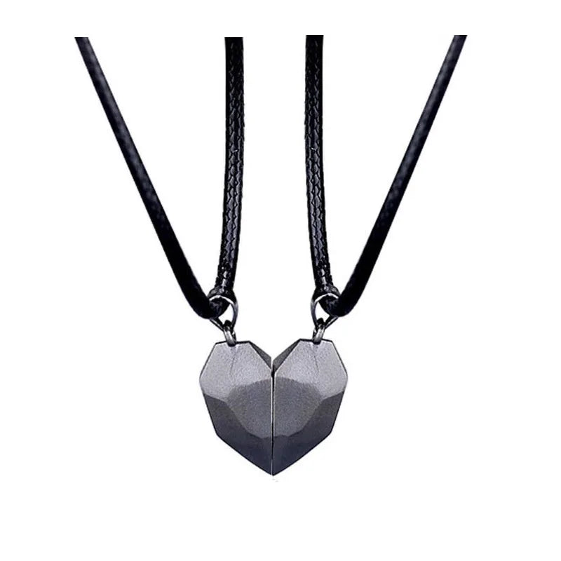 2PC/Set Fashion Magnet Necklace for Couple - Stainless Steel Heart Pendant