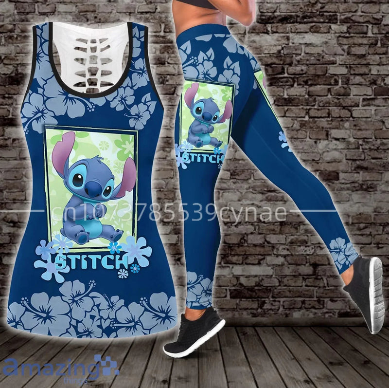 Disney Stitch  Hollow Vest + Leggings Yoga Suit