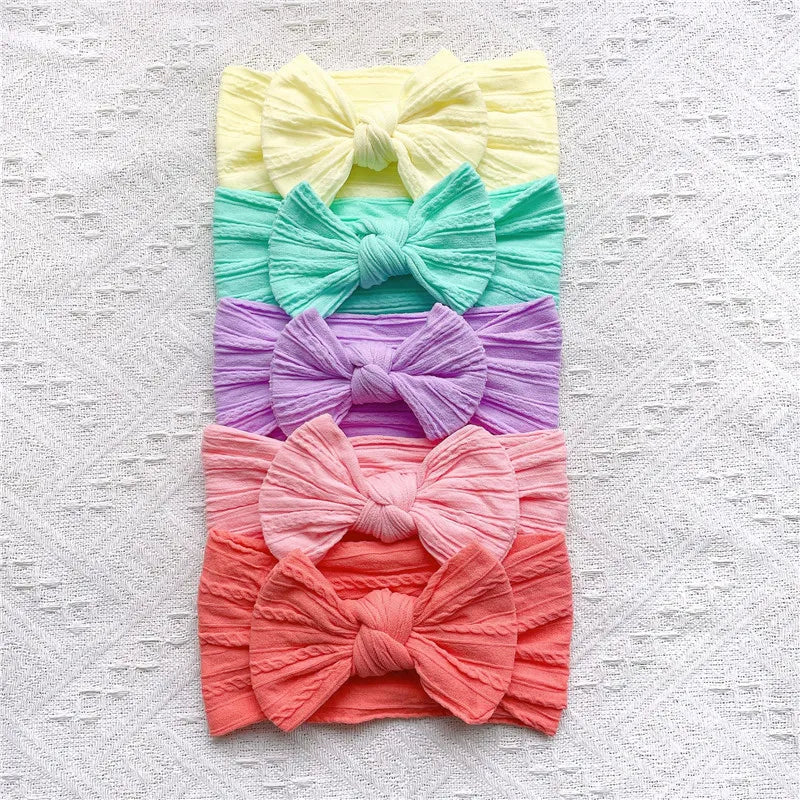 5Pcs/Set Cute Headbands: Soft Elastic Bow knit