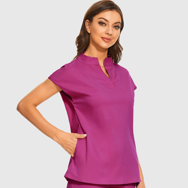 Fashion Stand Collar Scrub Tops for Women - Medical Uniforms