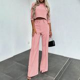 Slim Waist Wide Leg Leisure Two-Piece Set