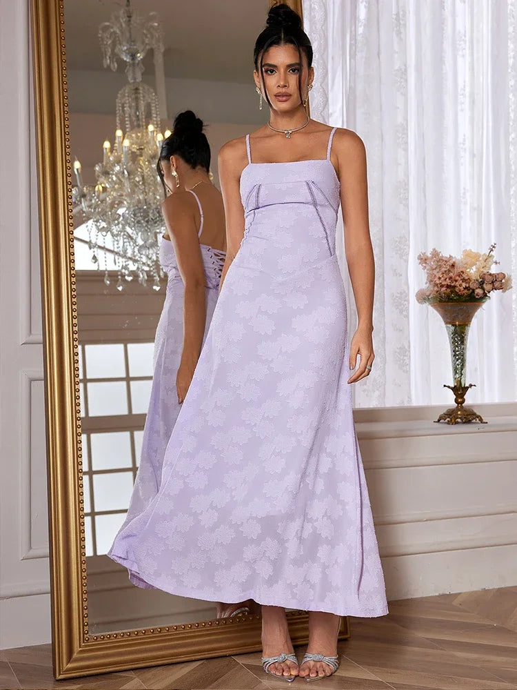 Purple Spaghetti Strap Dress - Elegant Maxi Dress