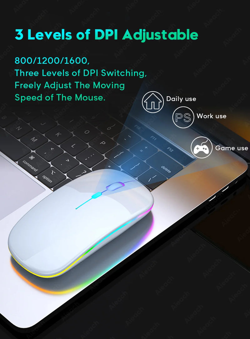 Rainbow RGB Backlit Wireless Keyboard and Mouse Set for Tablet, iPad, and Smartphone