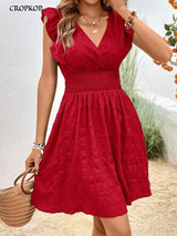 Elegant Short  V Neck A-line Dress