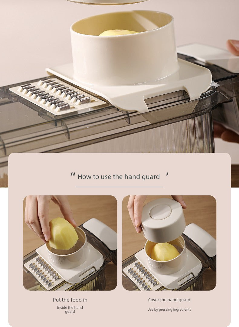 Beige Kitchen Vegetable Shredder and Chopper with Drain Box