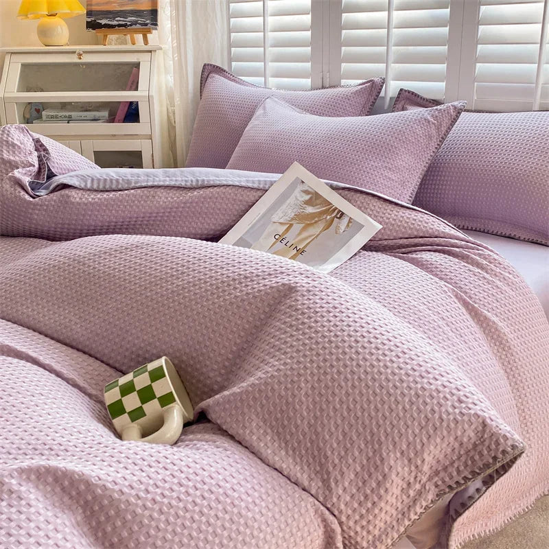 3pcs  Duvet Cover Set - Knitted plaid Bedding