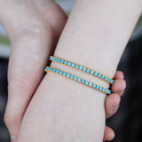 Turquoises Classic 3mm Blue Stone Tennis Charm Bangle