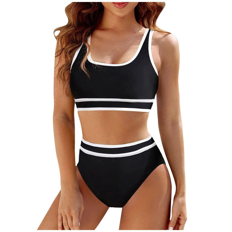 Sporty Two Piece Swimsuit - Athletic Beachwear