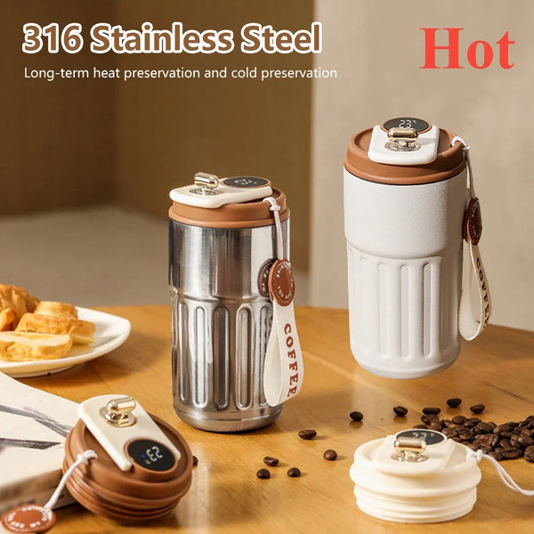 450ml Thermos Bottle with Intelligent Temperature Display - Stainless Steel Thermal Cup