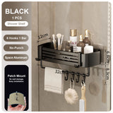 Punch-Free Bathroom or Shower Shelf - Aluminum Hanging Rack