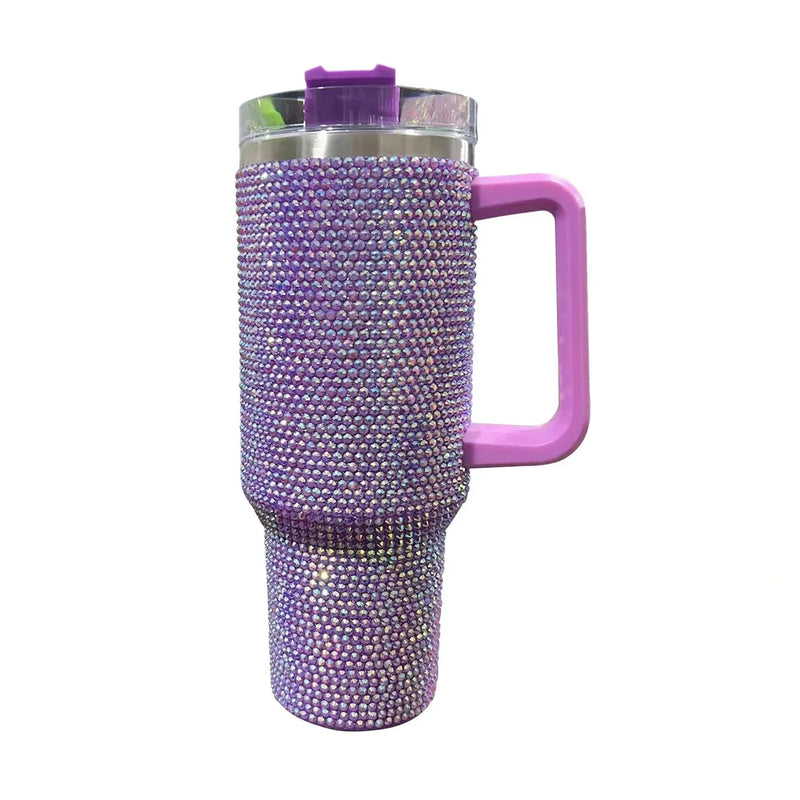 Diamond Thermos Cup with Handle – 40oz