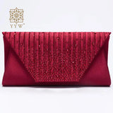 Wine Red Rhinestone Clutch Handbag