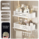 Punch-Free Bathroom or Shower Shelf - Aluminum Hanging Rack